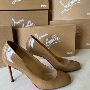 CHRISTIAN LOUBOUTIN PARIS - PATENT CALF CAMEL HEELS - SIZE 37